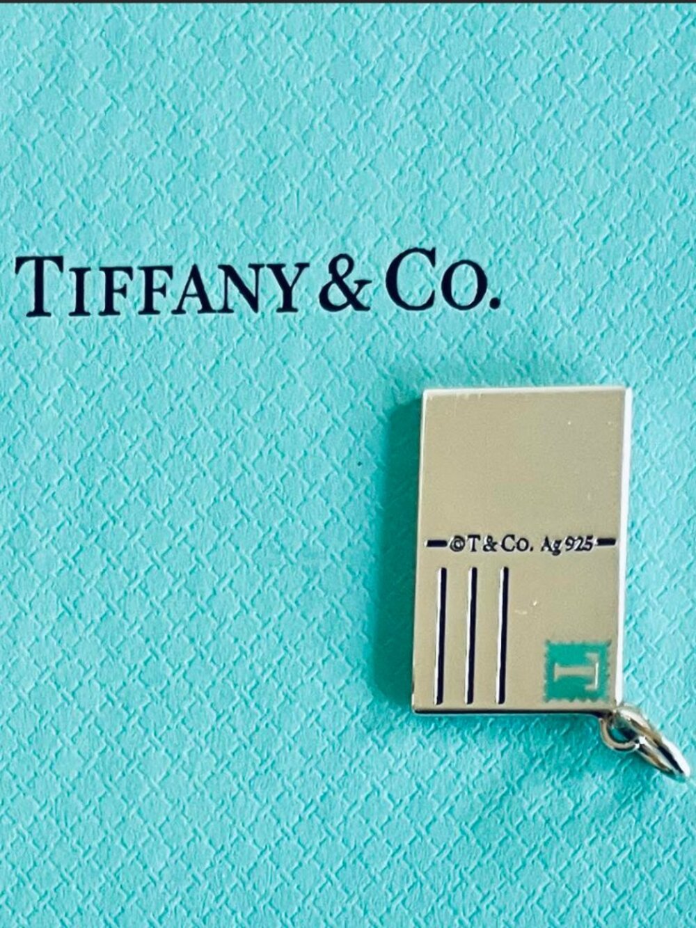 Tiffany & Co. CHICAGO City Postcard Sterling Silver Blue Enamel Trim Charm 🏙️ - Picture 2 of 5